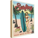 Holzschild 40x30 cm Pin Up Surfing Girl Sommer Party