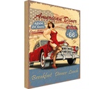 Holzschild 40x30 cm Pinup American Diner Breakfast Pin Up