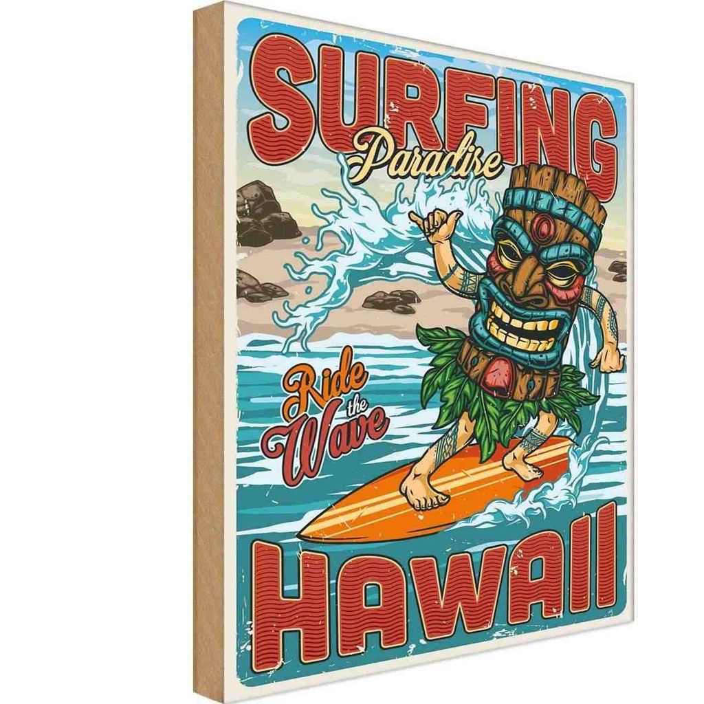 [LA-118708-H] Holzschild 40x30 cm Paradise Hawaii Sommer Sport Abenteuer Reisen