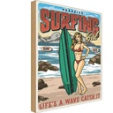 Holzschild 40x30 cm Surfing Girl Paradise Sommer Abenteuer Reisen