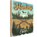 Holzschild 40x30 cm Hunting deer hunt Abenteuer Reisen