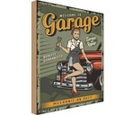Holzschild 40x30 cm Pinup welcome to Garage service Pin Up