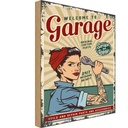 Holzschild 40x30 cm Pinup welcome Garage service 24/7 Pin Up