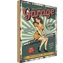 Holzschild 40x30 cm Pinup welcome Garage 24 service Pin Up