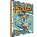 Holzschild 40x30 cm Pinup hey Sailor Ocean spirit See Pin Up