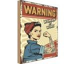 Holzschild 40x30 cm Pinup warning women at work Frau Pin Up