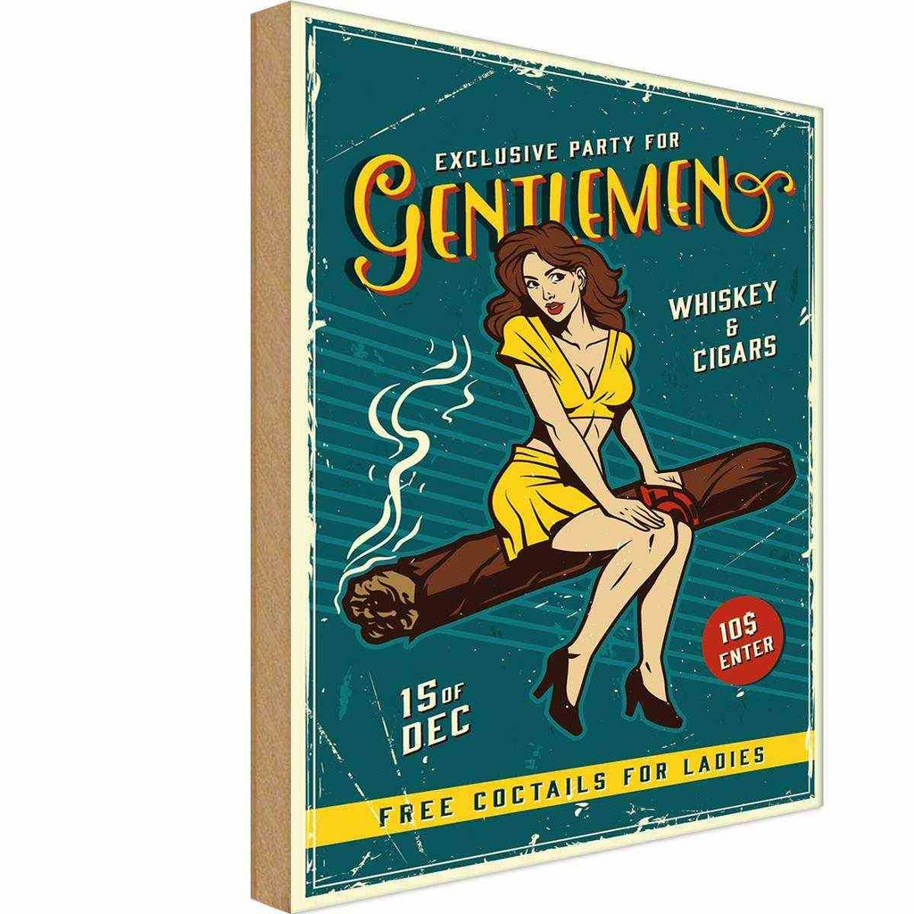 [LA-118753-H] Holzschild 40x30 cm Pinup exclusive party gentlemen Pin Up