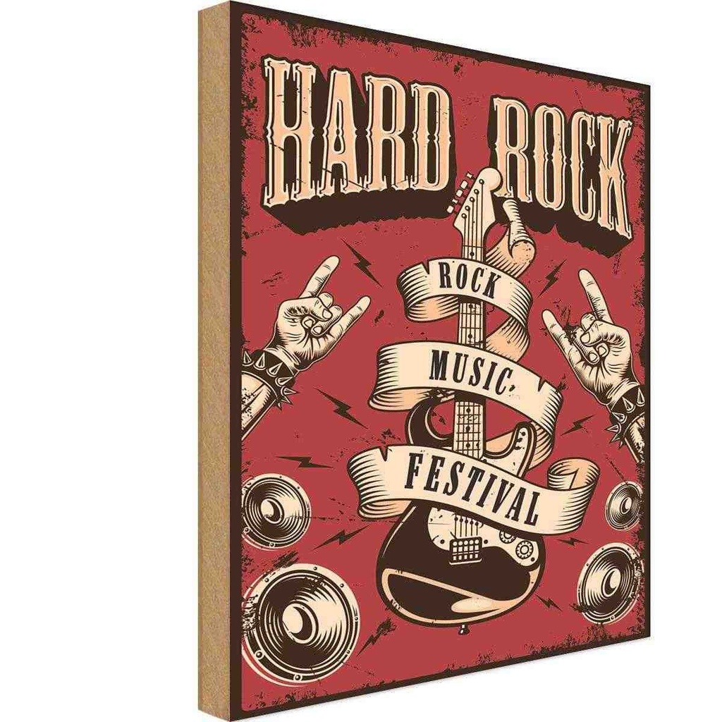 [LA-118759-H] Holzschild 40x30 cm hard Rock Music festival Geburtstag Feiern Party