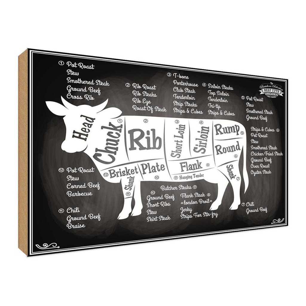 [LA-118800-H] Holzschild 30x40 cm Organic Fleisch Metzgerei Hofladen Marktstand Laden