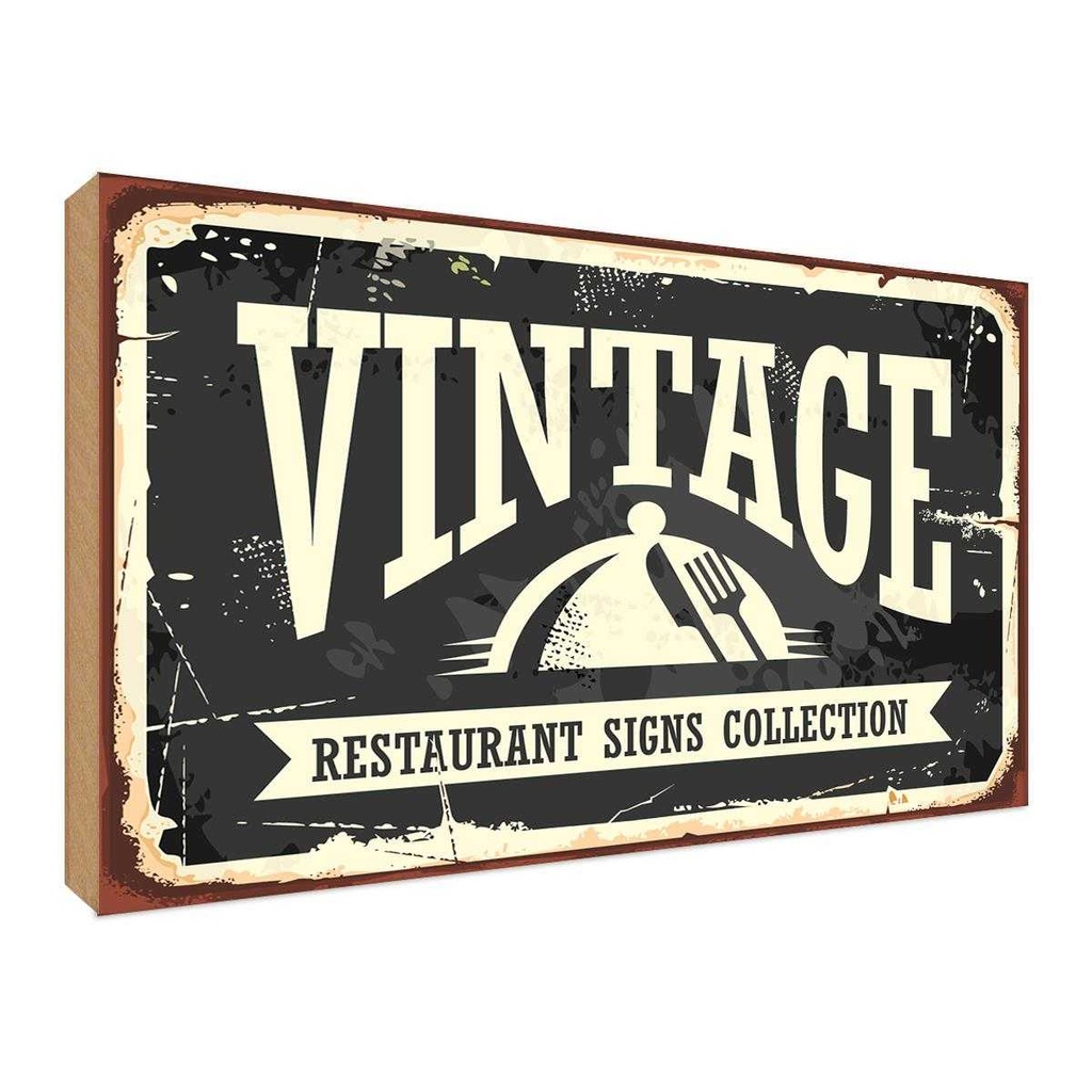 [LA-118860-H] Holzschild 30x40 cm Vintage Restaurant Essen Trinken