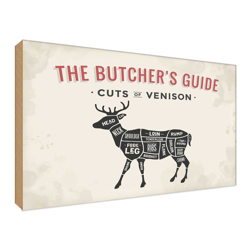 [LA-118865-H] Holzschild 30x40 cm cuts of Venison Metzgerei Dekoration