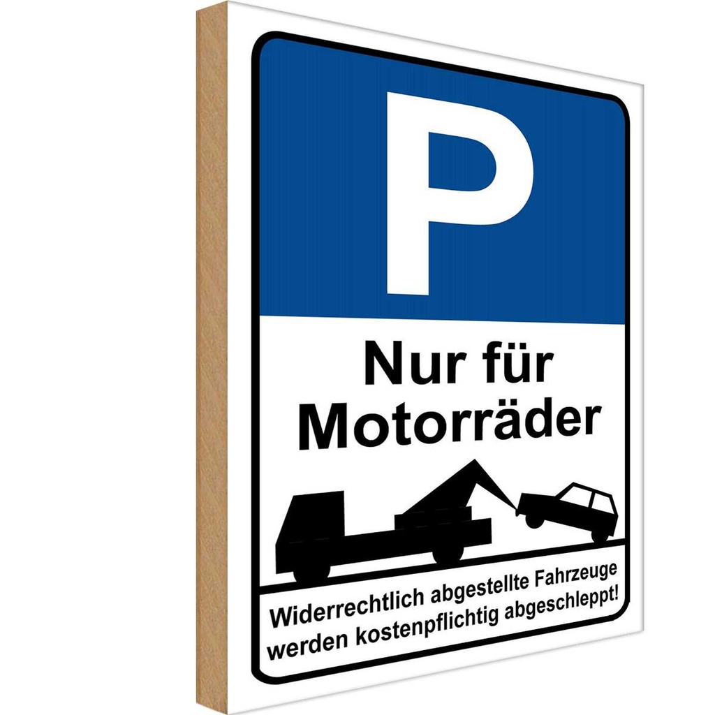 [LA-118896-H] Holzschild 40x30 cm Park Nur für Motorräder Parkplatzschild