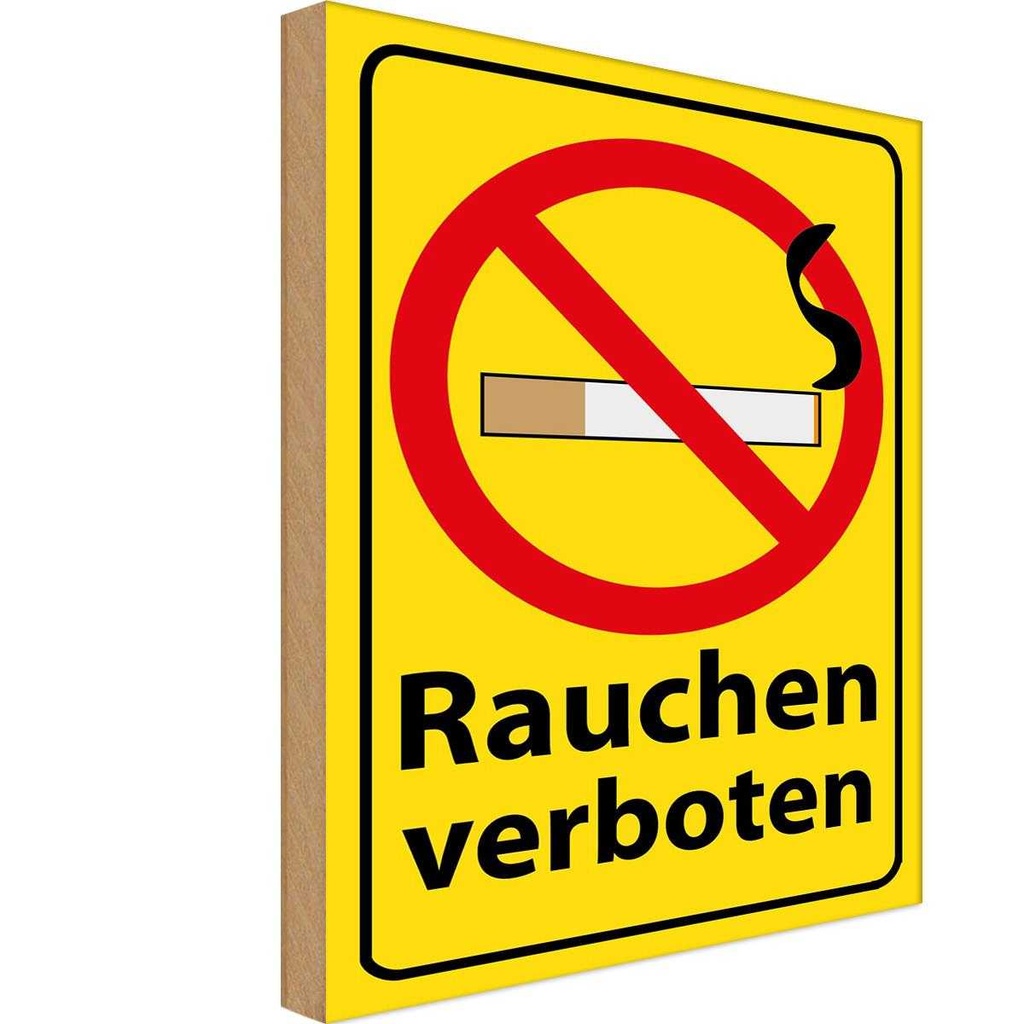 [LA-118906-H] Holzschild 40x30 cm Rauchen Verbot Warnschild Hinweisschild