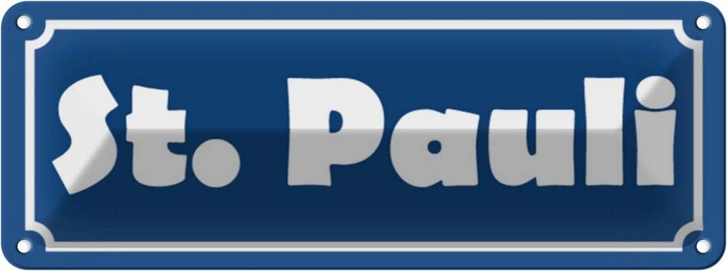 [LA-116240] Blechschild 10x27 cm St. Pauli