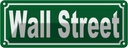 Blechschild 10x27 cm Wall Street Straßenschild