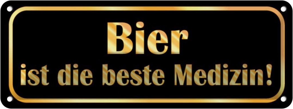 [LA-116277] Blechschild 10x27 cm Bier ist die beste Medizin Essen Trinken