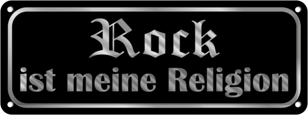 [LA-116279] Blechschild 10x27 cm Rock ist meine Religion Sport Hobby Spruch Zitat