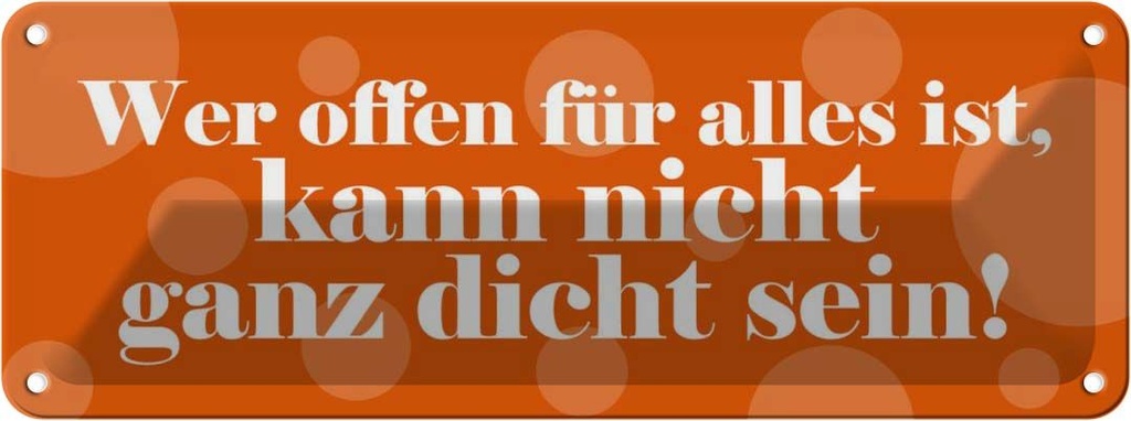 [LA-116298] Blechschild 10x27 cm Offen für alles nicht dicht Dekoration Spruch Zitat