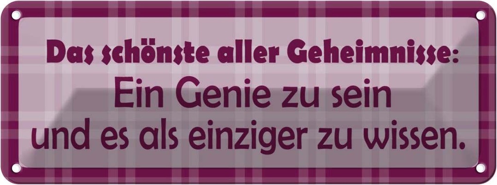 [LA-116301] Blechschild 10x27 cm Schönste aller Gehimnisse Dekoration Spruch Zitat
