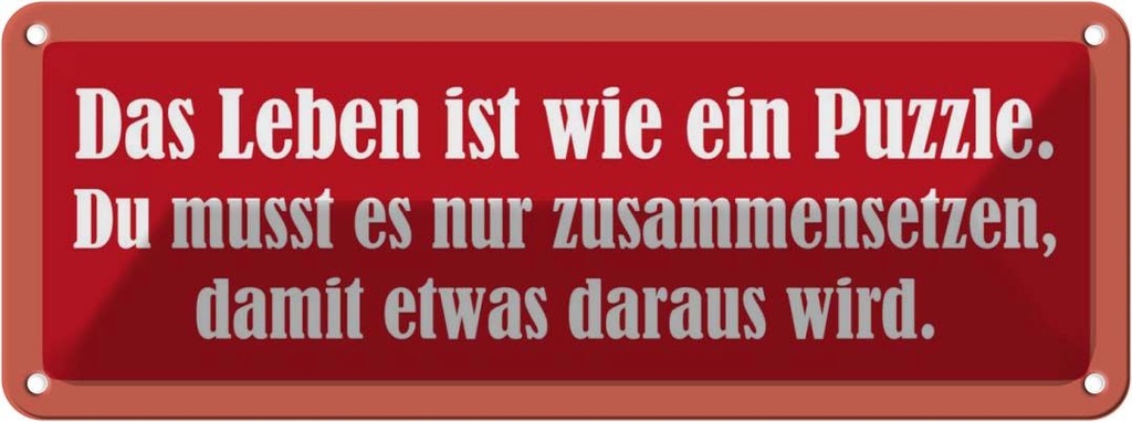 [LA-116307] Blechschild 10x27 cm Leben ist wie Puzzle Dekoration Spruch Zitat