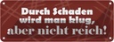 Blechschild 10x27 cm Durch Schaden wird man klug Dekoration Spruch Zitat