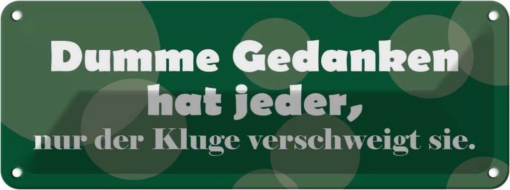 [LA-116310] Blechschild 10x27 cm Dumme Gedanken hat jeder Dekoration Spruch Zitat