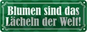 Blechschild 10x27 cm Blumen sind Lächeln der Welt Dekoration Spruch Zitat