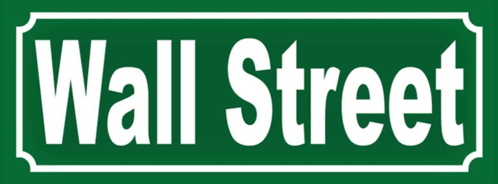 [LA-116245-H] Holzschild 10x27 cm Wall Street Straßenschild