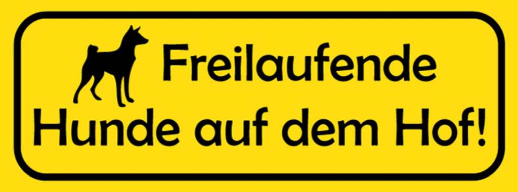 [LA-116273-H] Holzschild 10x27 cm Freilaufende Hunde auf dem Hof Tier Haustier