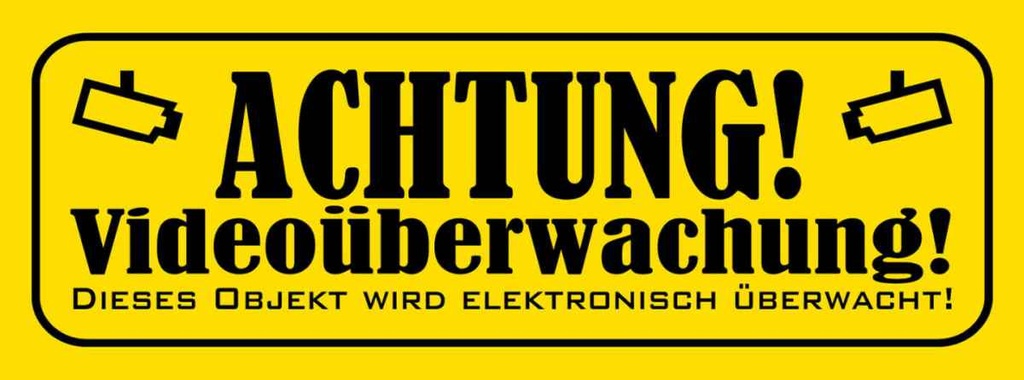 [LA-116431-H] Holzschild 10x27 cm Achtung Videoüberwachung Warnschild Hinweisschild