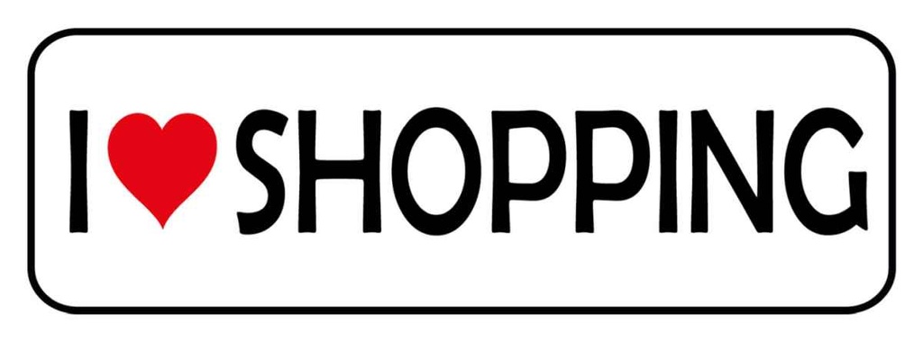 Holzschild 10x27 cm I Love shopping Dekoration