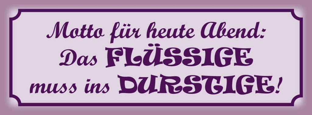 Holzschild 10x27 cm Das Flüssige muss ins Durstige Dekoration