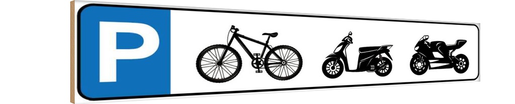 [LA-120387-H] Holzschild 10x46 cm Parkplatz Fahrrad Mofa Motorrad Parkplatzschild