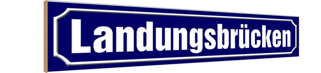 [LA-120456-H] Holzschild 10x46 cm Landungsbrücken Hamburg Straße Stadt