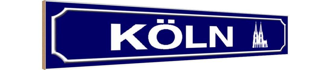 [LA-120489-H] Holzschild 10x46 cm Köln Wappen Flagge Fahne