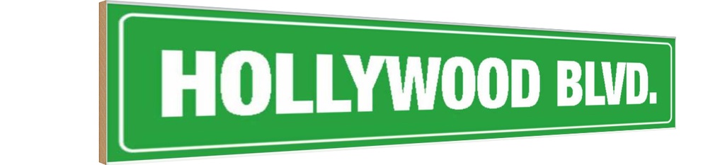 [LA-120497-H] Holzschild 10x46 cm HOLLYWOOD BLVD Amerika USA