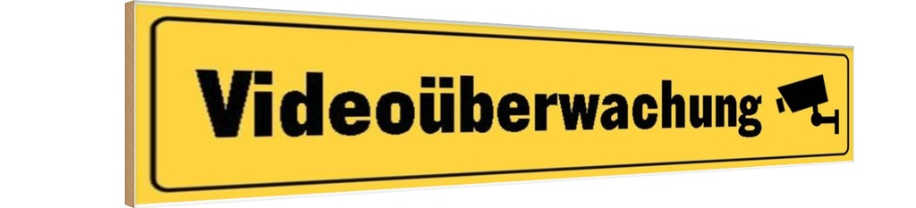[LA-120507-H] Holzschild 10x46 cm Videoüberwachung Warnschild Hinweisschild