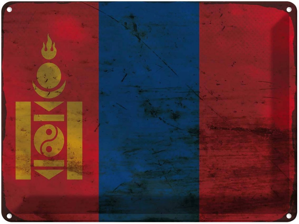 [LA-119935] Blechschild 30x40 cm Mongolei Mongolia Wappen Flagge Abenteuer Reisen Straße Stadt Urlaub Fahne