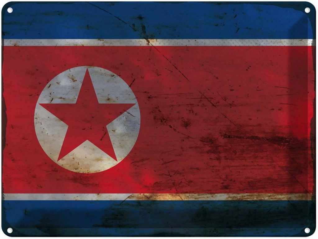 [LA-119953] Blechschild 30x40 cm Nordkorea North Korea Flagge Fahne Wappen