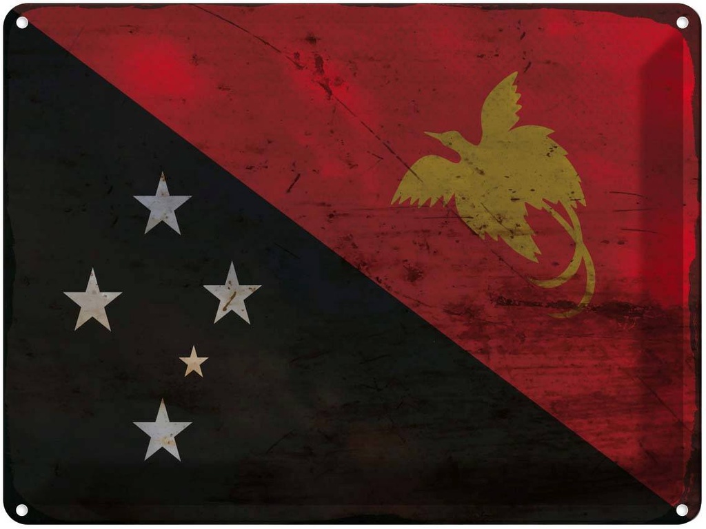 [LA-119959] Blechschild 30x40 cm Papua?Neuguinea New Guinea Flagge Fahne Wappen