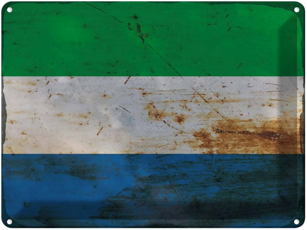 [LA-119982] Blechschild 30x40 cm Sierra Leone Fahne Wappen Abenteuer Reisen Straße Stadt Urlaub Flagge