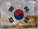 Blechschild 30x40 cm Südkorea South Fahne Wappen Korea Flagge Abenteuer Reisen Straße Stadt Urlaub