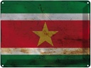 Blechschild 30x40 cm Suriname Wappen Flagge Abenteuer Reisen Straße Stadt Urlaub Fahne