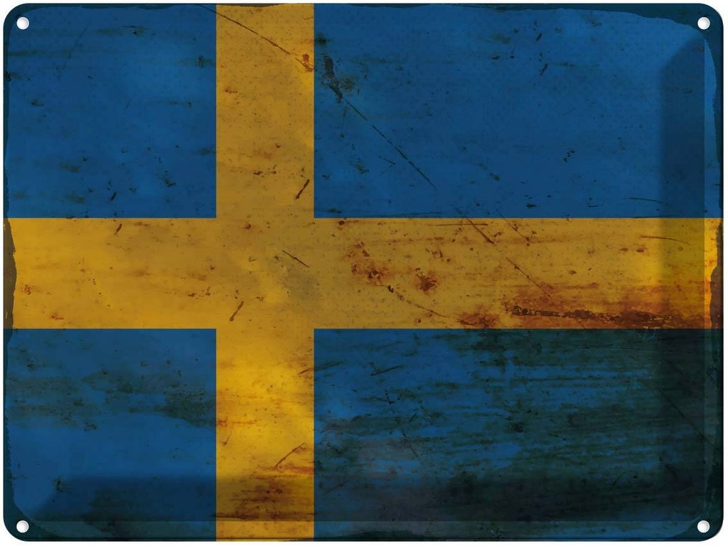[LA-119995] Blechschild 30x40 cm Schweden Sweden Flagge Fahne Wappen