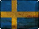 Blechschild 30x40 cm Schweden Sweden Flagge Fahne Wappen