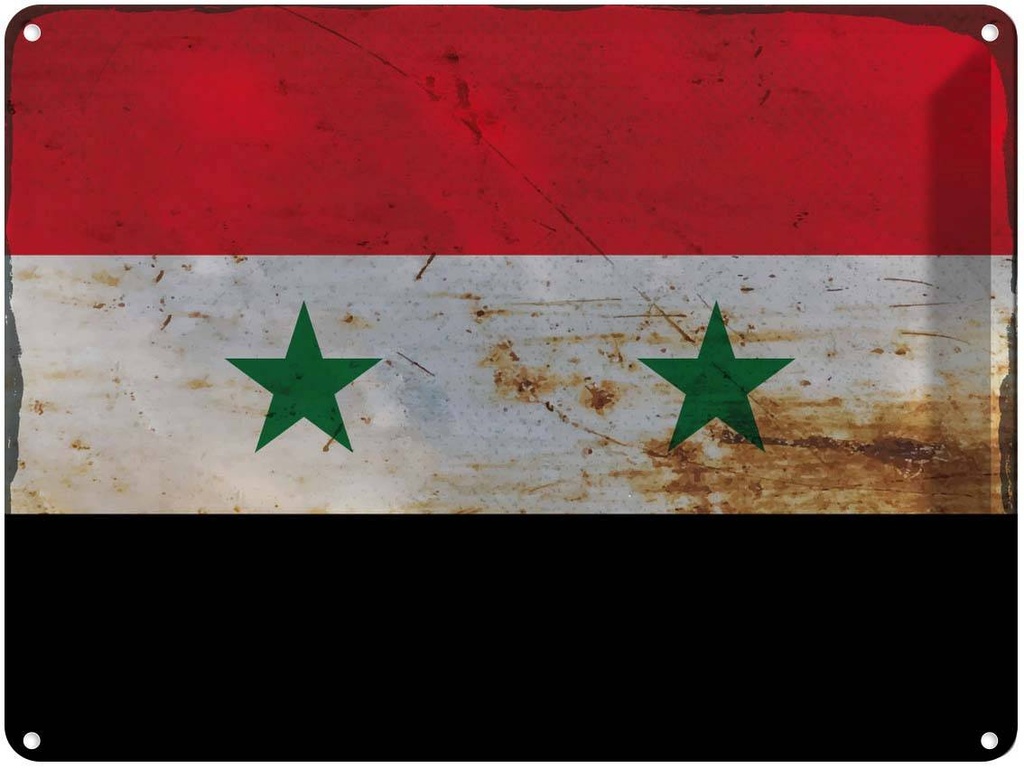 [LA-119997] Blechschild 30x40 cm Syrien Syria Flagge Fahne Wappen