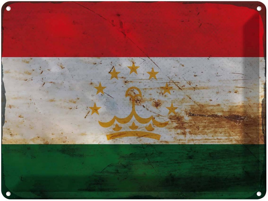 [LA-119999] Blechschild 30x40 cm Tadschikistan Tajikistan Flagge Fahne Wappen