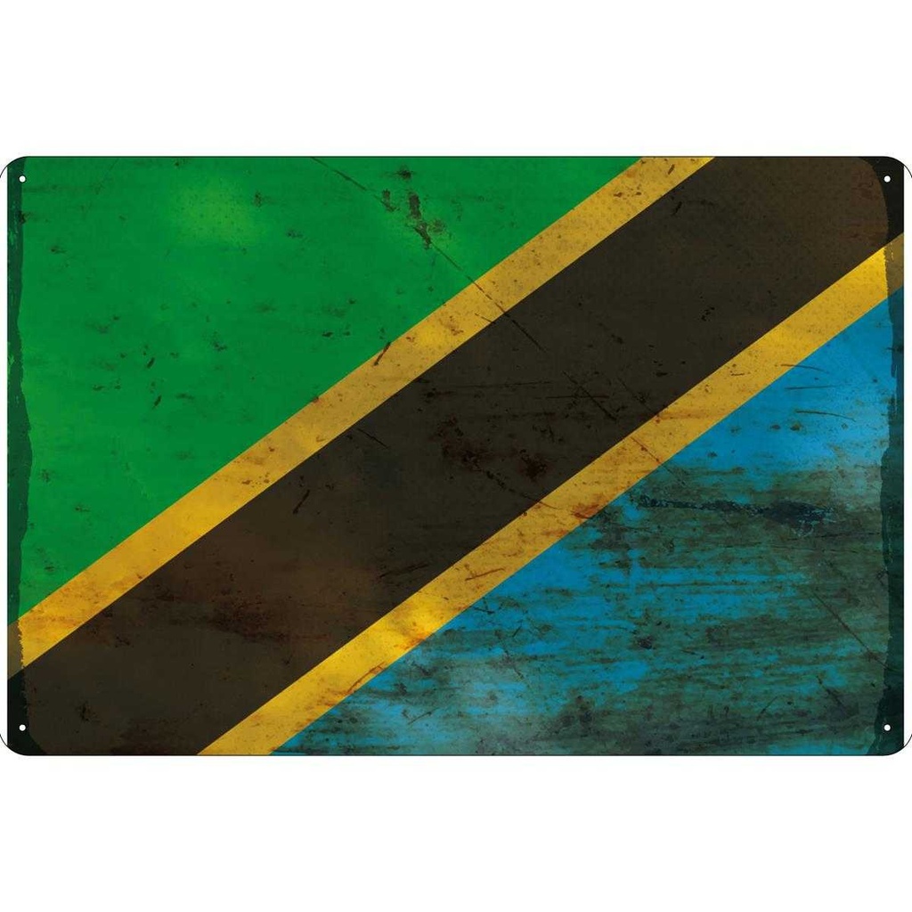 [LA-120000] Blechschild 30x40 cm Tansania Tanzania Flagge Fahne Wappen