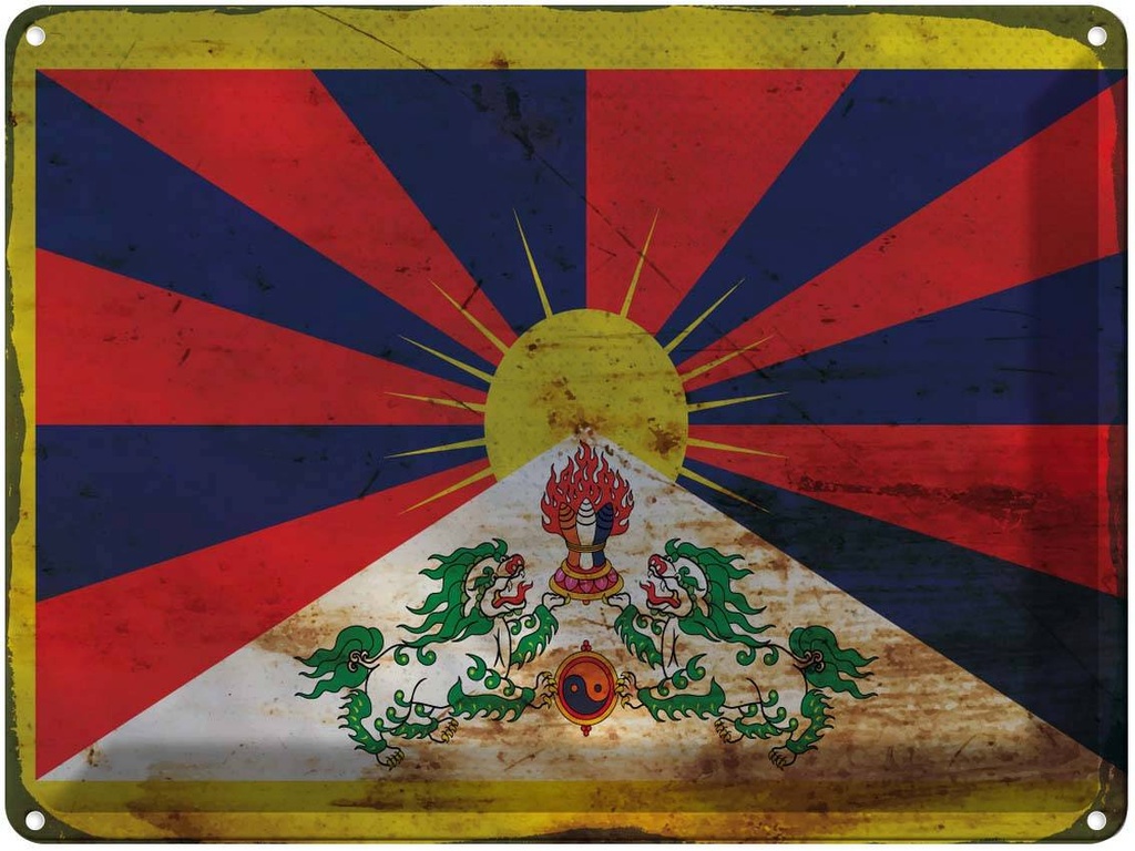 [LA-120003] Blechschild 30x40 cm Tibet Flagge Fahne Wappen