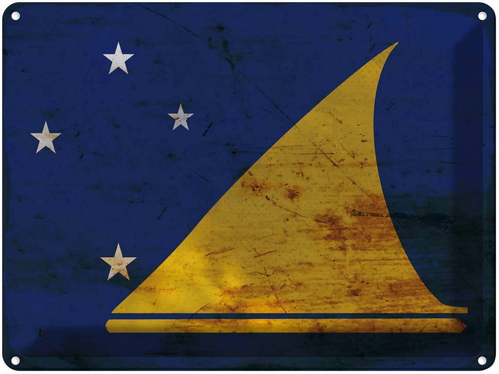 [LA-120005] Blechschild 30x40 cm Tokelau Flagge Fahne Wappen